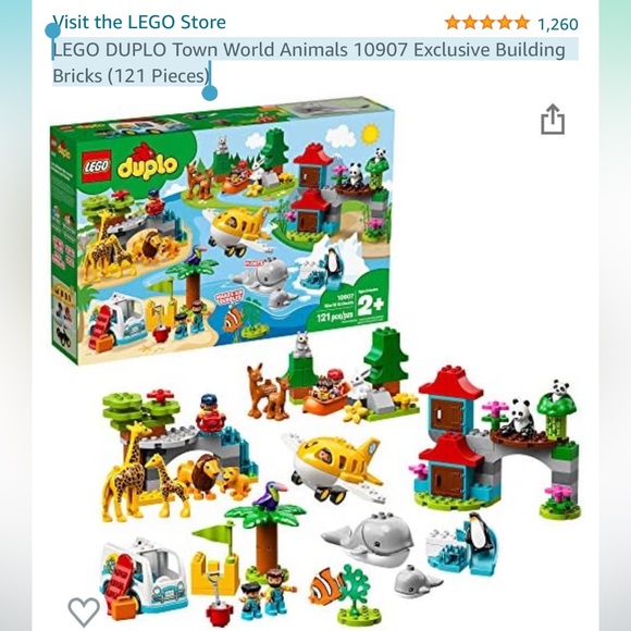 LEGO DUPLO Town World Animals 10907 Exclusive Building Bricks (121 Pieces) - Picture 2 of 3